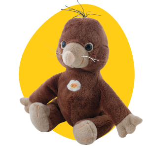 Maskottchen Michi Maulwurf - Stofftier St. Anna Kinderkrebsforschung
